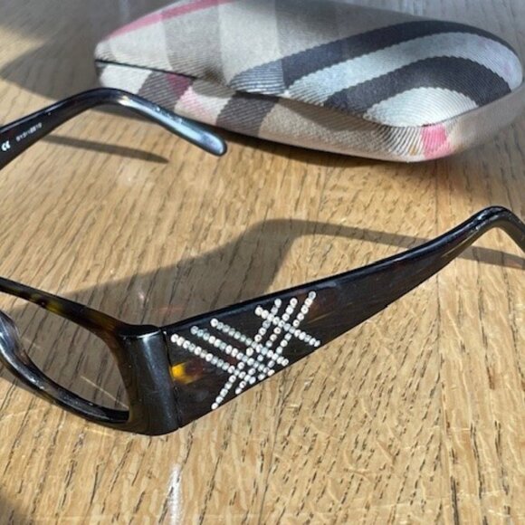 Vtg. BURBERRY WOMEN’S EYEGLASSES FRAME + CASE Havana Brown Tortoise - Picture 5 of 16